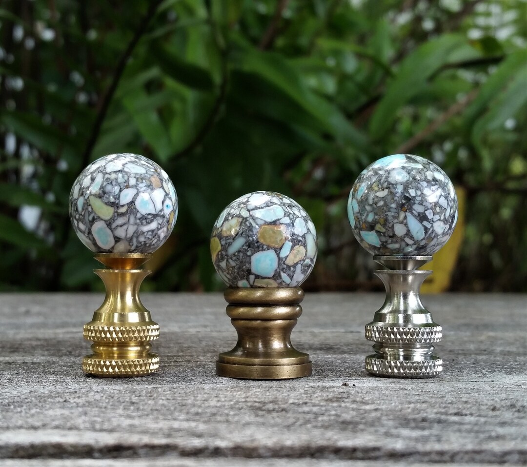 Small Lamp Finial Sky Blue Gray White Etsy UK