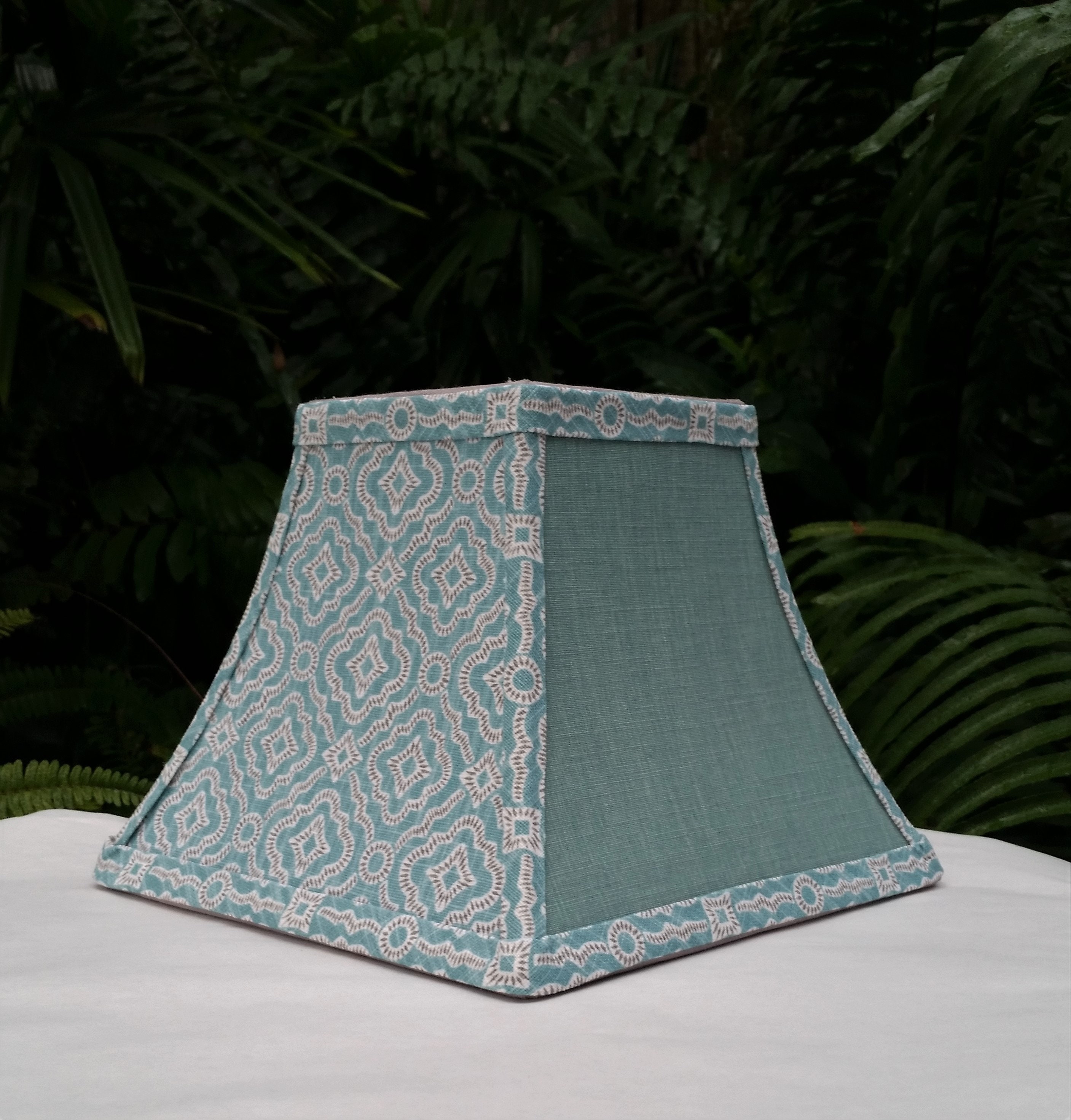 Square Bell Lampshade Aqua Gray Clip On Lamp Shade Etsy