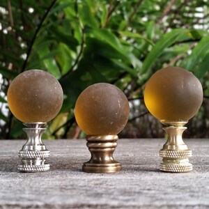 Amber Brown Lamp Finial, Shiny, Frosted, Iridescent Frosted