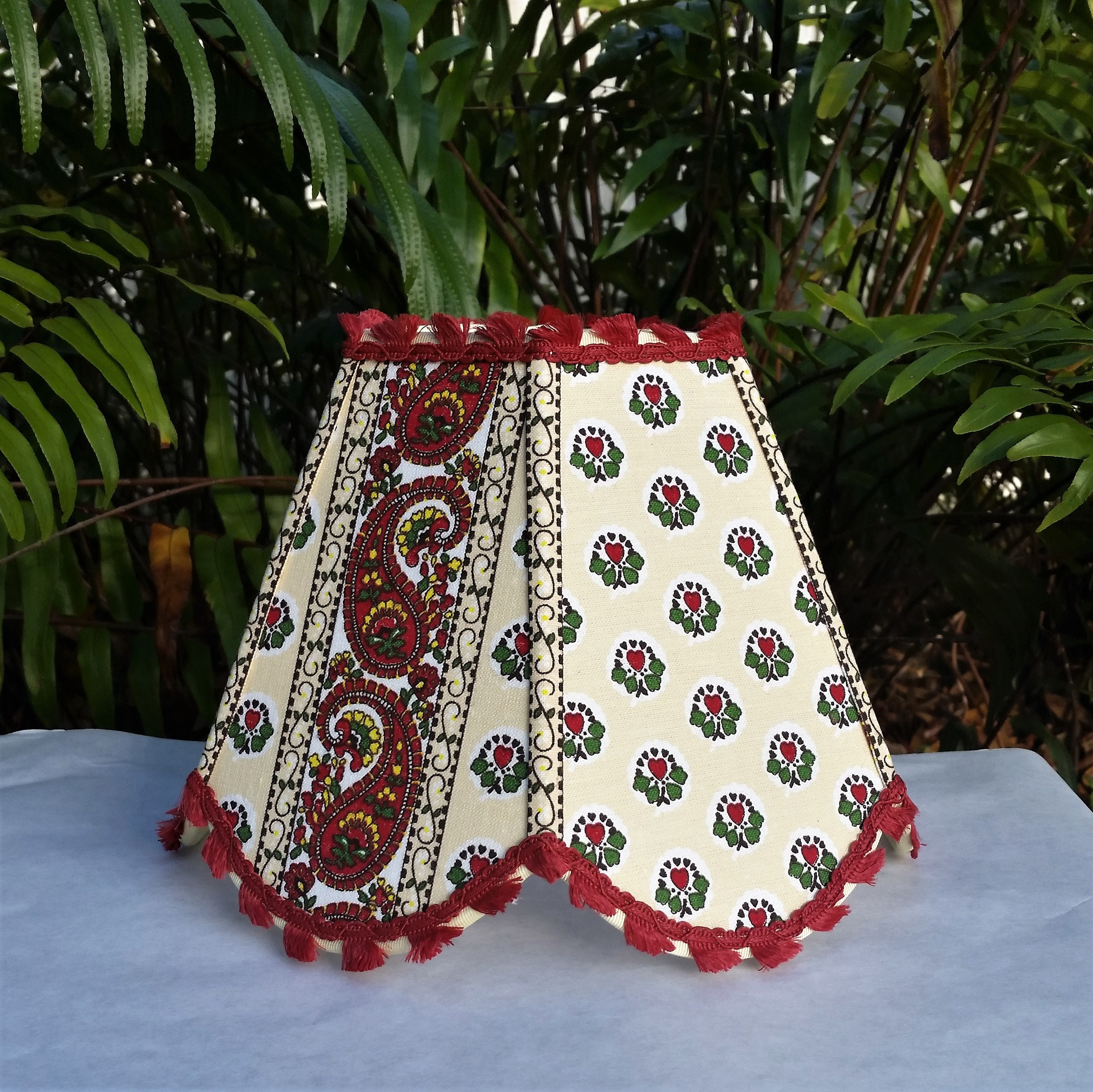 Paisley and Hearts Lampshade, Ivory Clip On Lamp Shade
