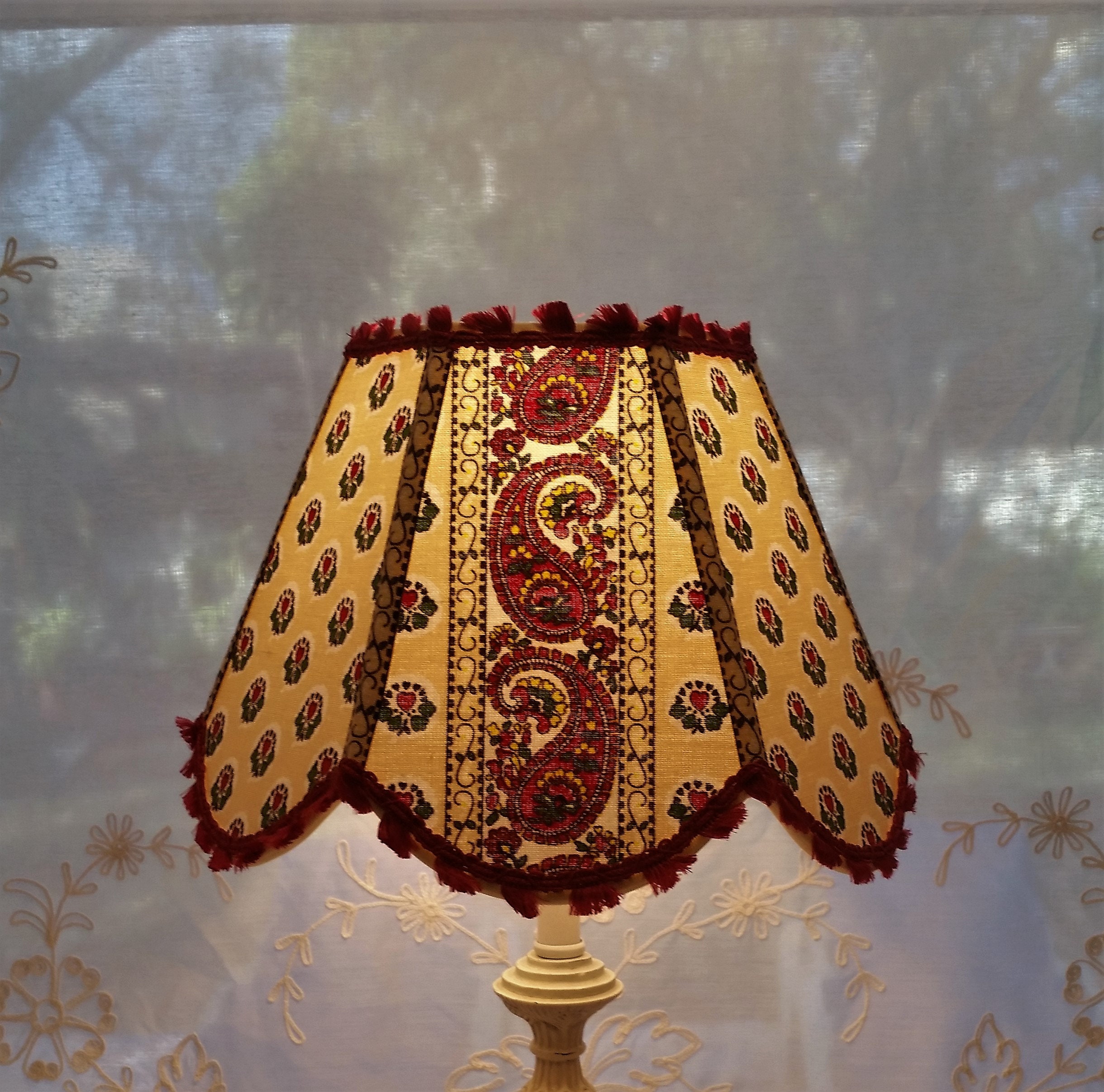 Paisley and Hearts Lampshade, Ivory Clip On Lamp Shade