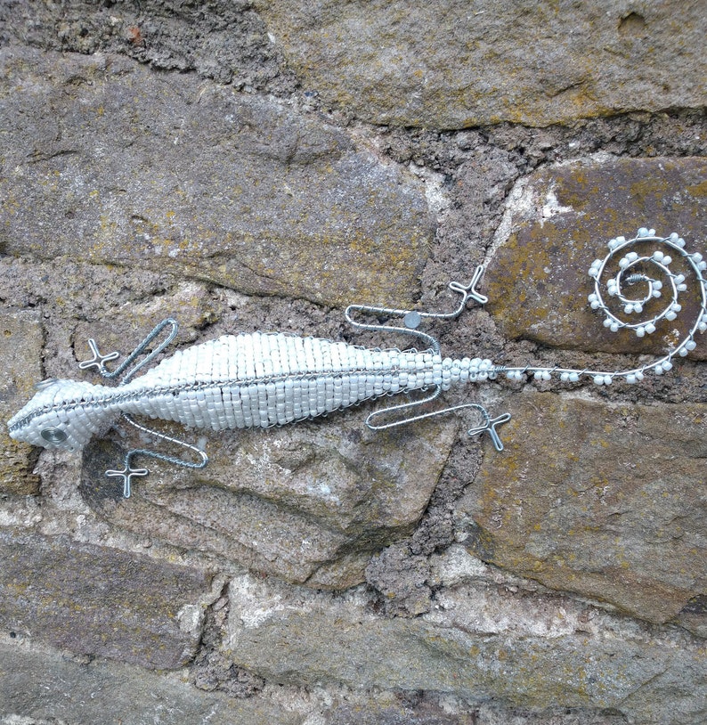 Straight Lizards made with glass beads.