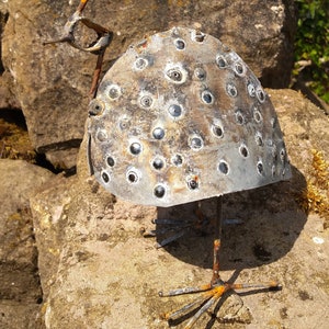 plain coloured Guinea Fowl bird made of recycled metal