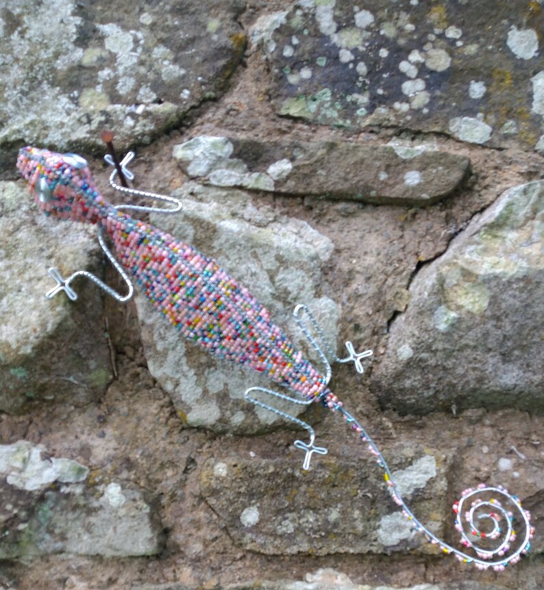 Straight Lizards made with glass beads.
