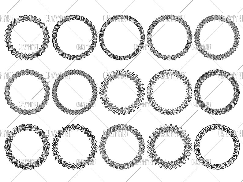 Download Round frames svg Circle monogram svg Doodle round frames ...