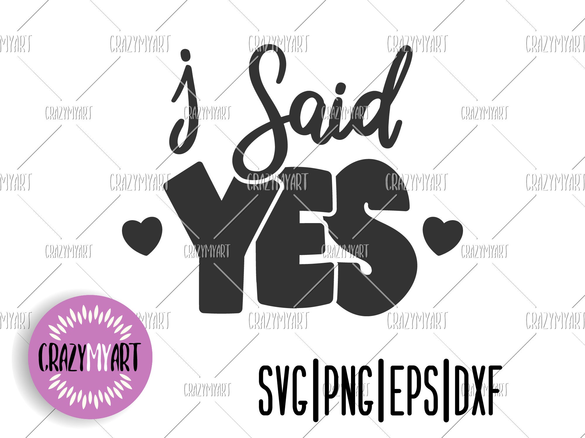 I said yes svg Wedding svg Engagement svg files Bride svg | Etsy
