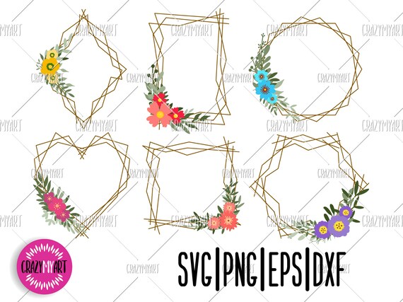 Download 6 Floral Geometrical Frames Svg Floral Wreath Svg Gold Etsy