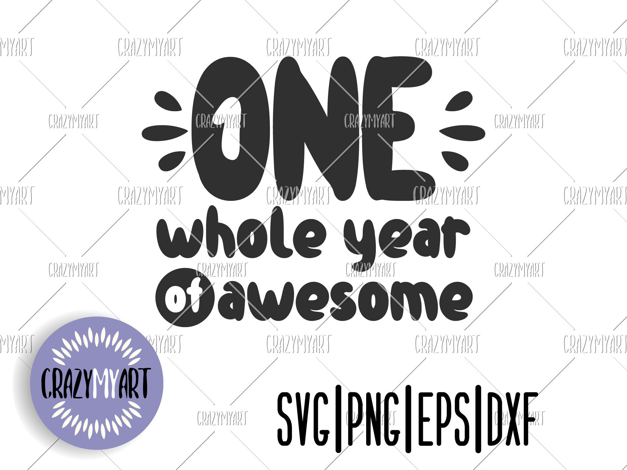 Download One Whole Year Of Awesome Svg First Birthday Svg One Etsy