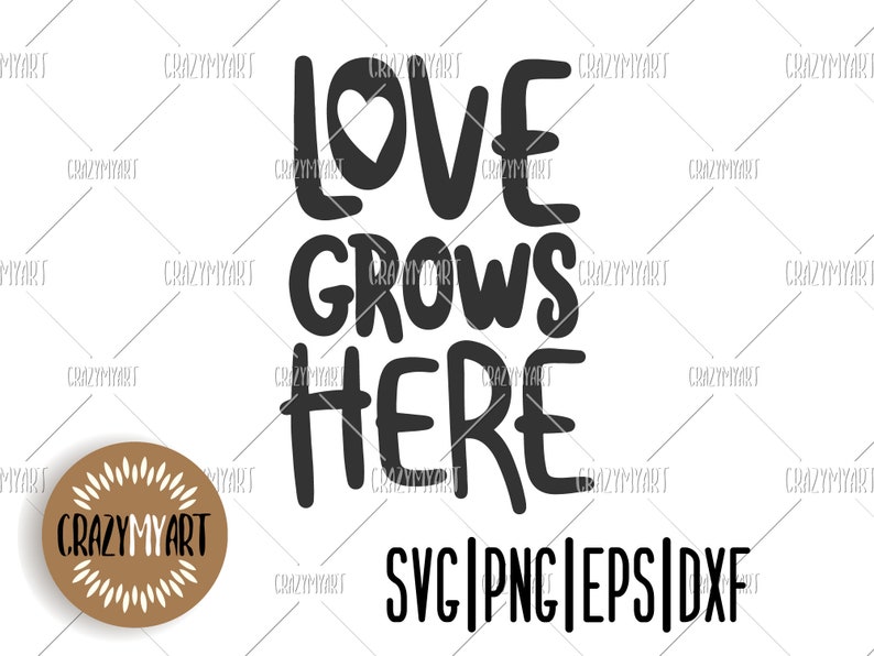 Love grows here svg Family quote svg Handdrawn quote | Etsy