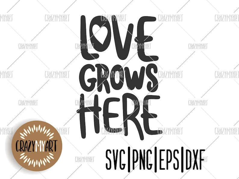 Love grows here svg Family quote svg Handdrawn quote | Etsy