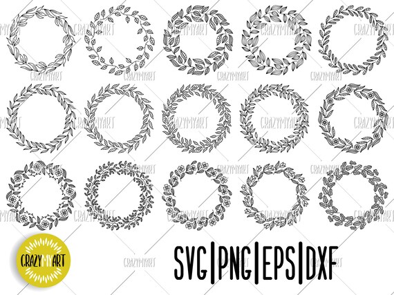 Download Handdrawn Frame Leaves Cut File Frames For Monograms Floral Circle Bundle 15 Floral Wreath Svg Files Clip Art Art Collectibles