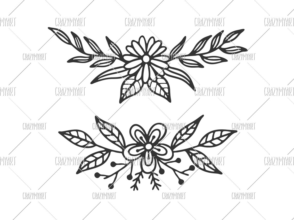 Floral Wreaths Svg Floral Accent Svg Flower Bundle Svg Etsy