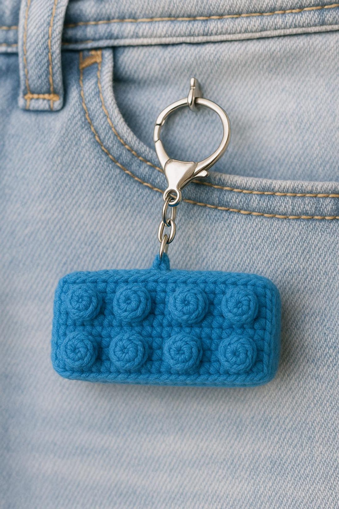Crochet Building Block Keyring Pattern – Amigurumi Brick Keychain DIY ...