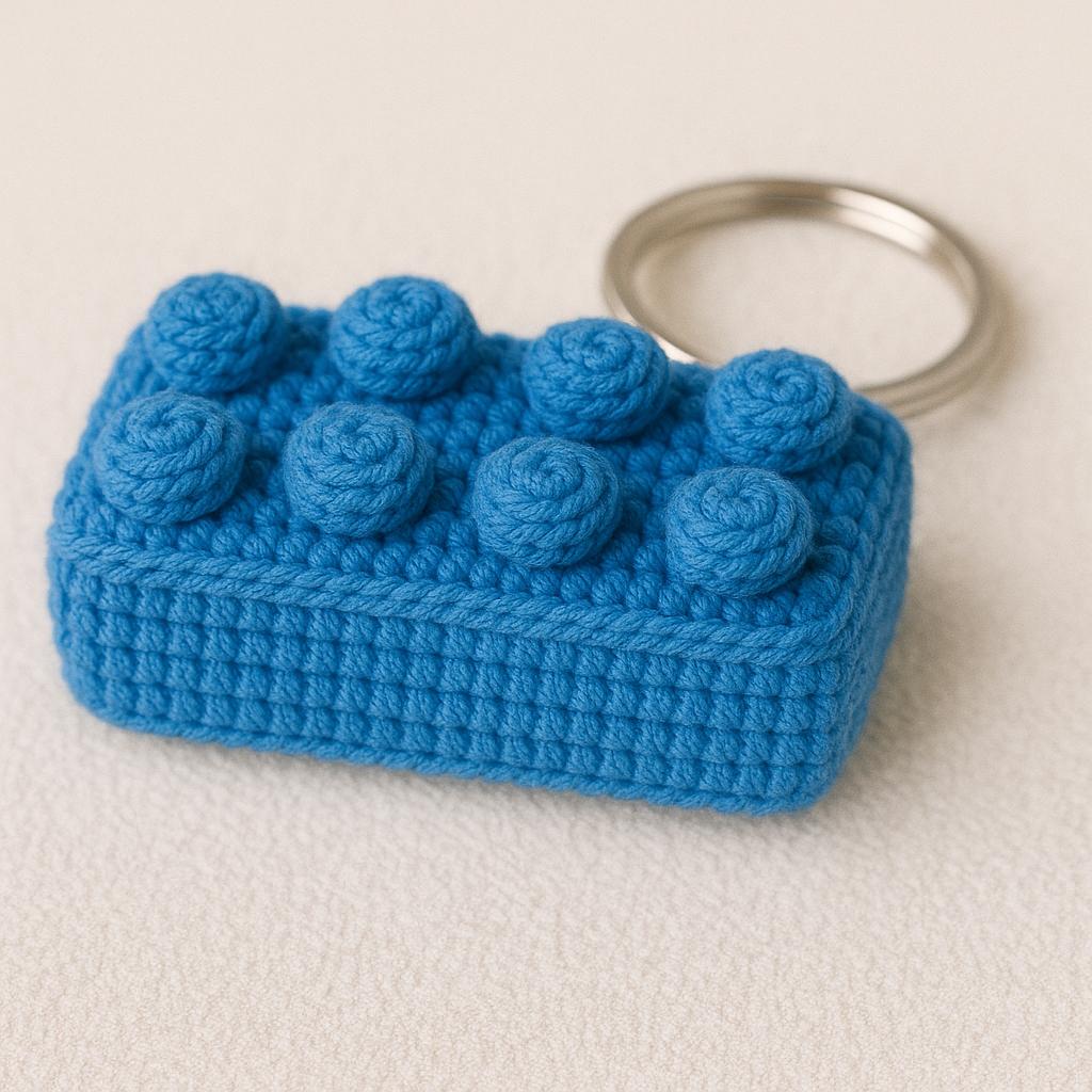 Crochet Building Block Keyring Pattern – Amigurumi Brick Keychain DIY ...