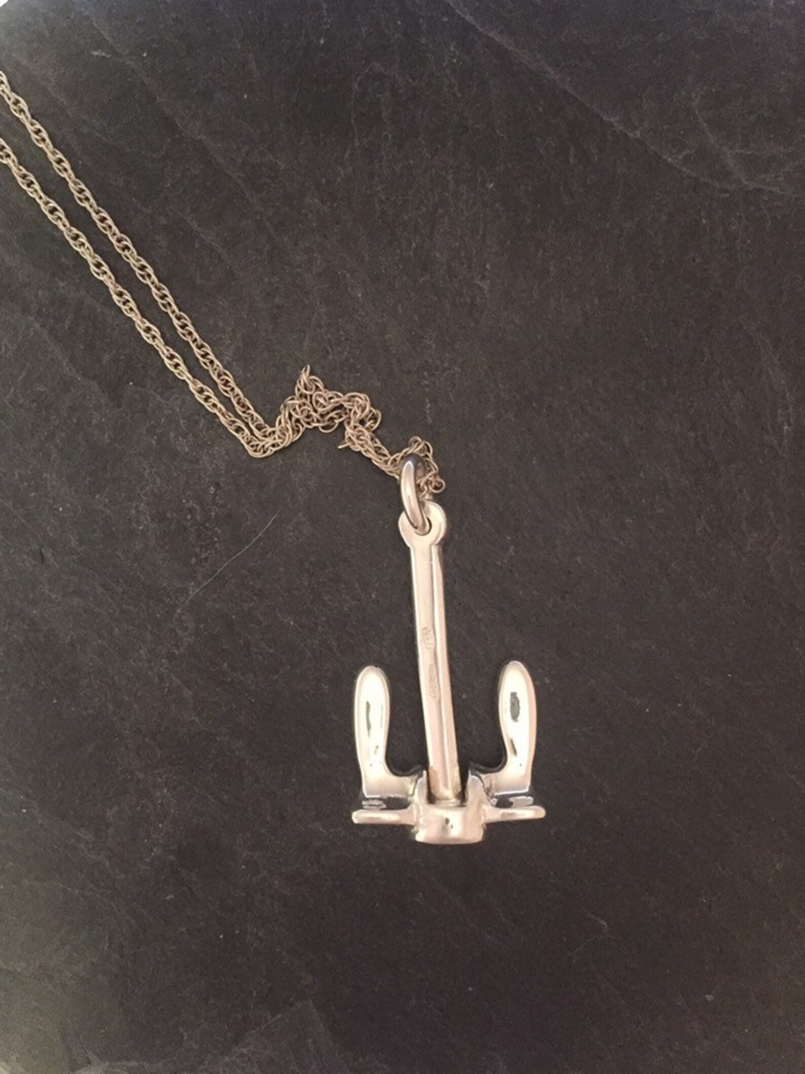 Navy Stockless Anchor in Sterling Silver Necklace Pendant - Etsy