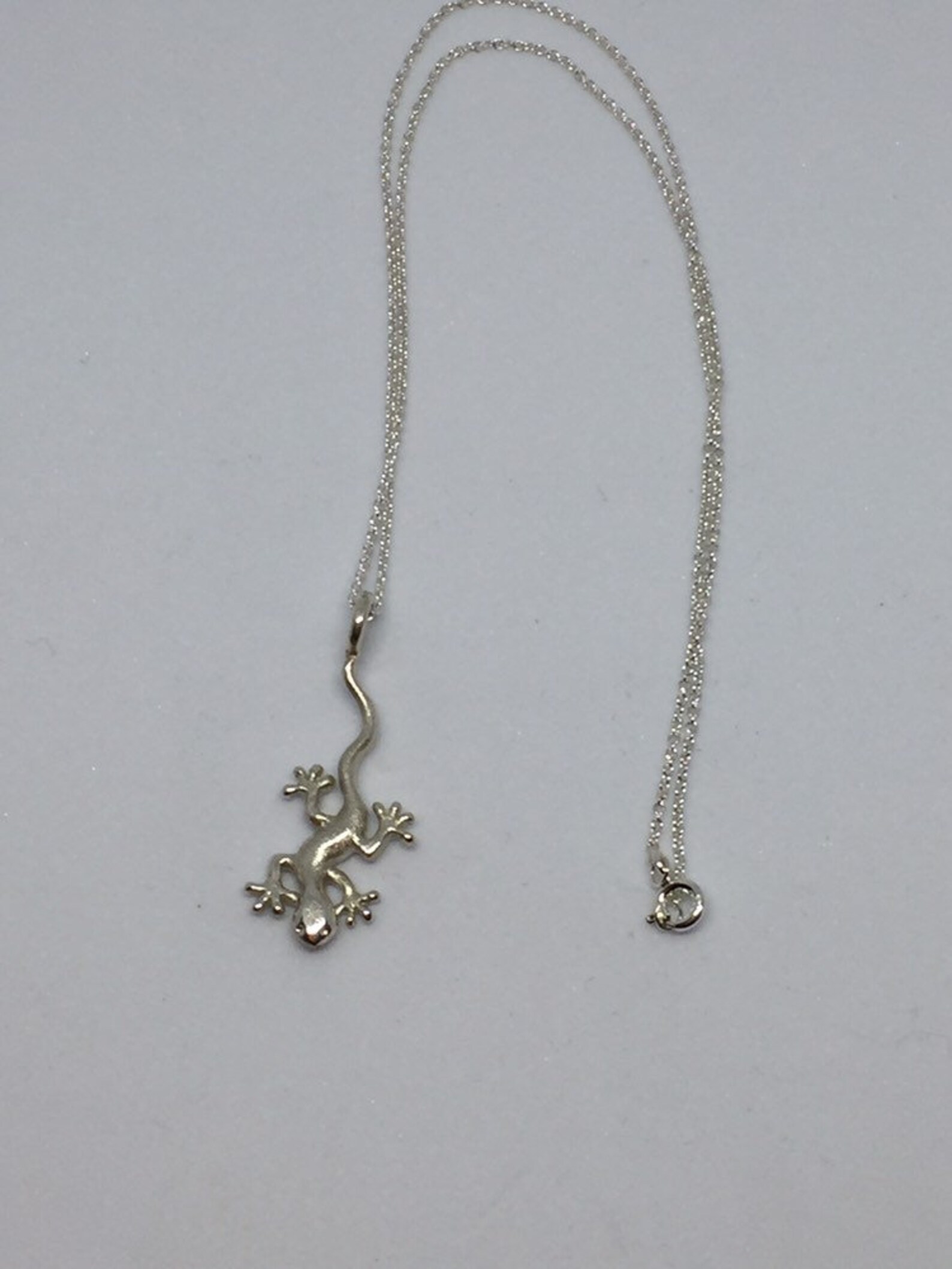 Lizard Necklace in Solid Sterling Silver Gecko Pendant Etsy