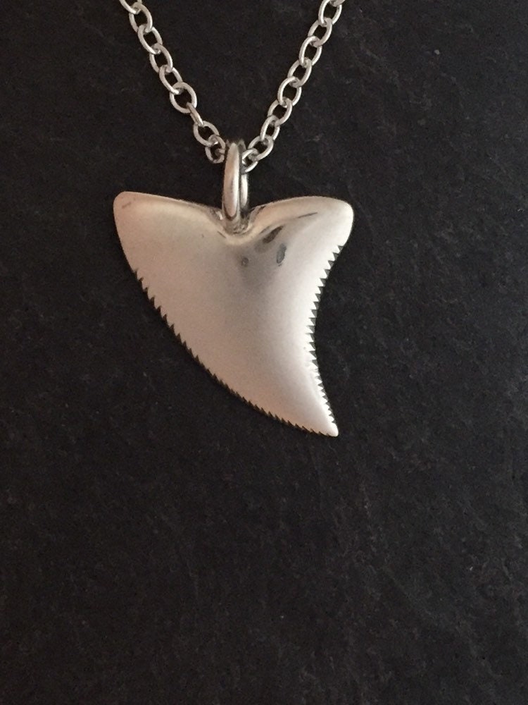 Sterling silver deals shark tooth pendant