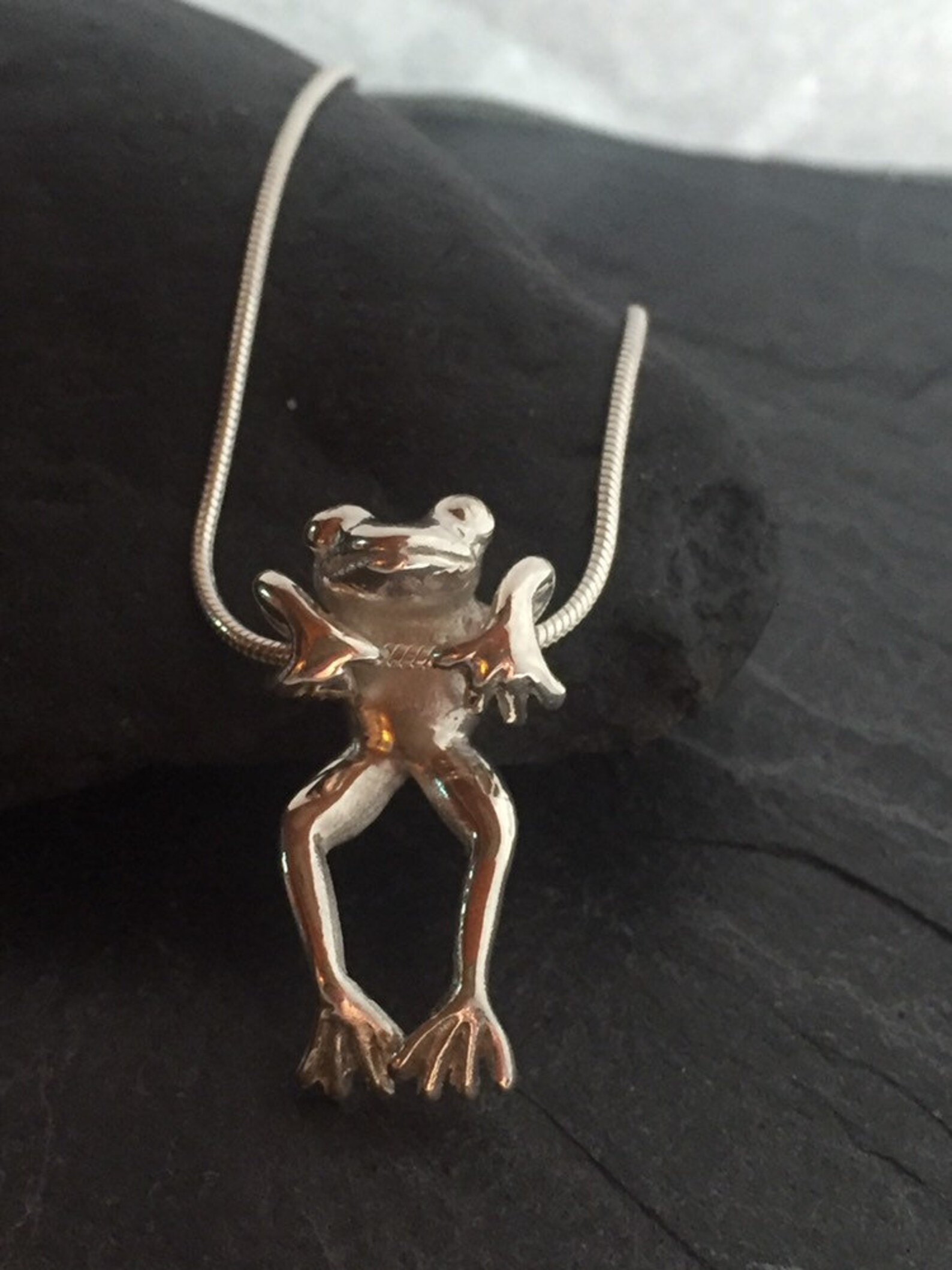 Frog Necklace in Sterling Silver Tree Frog Necklace Sterling Etsy UK