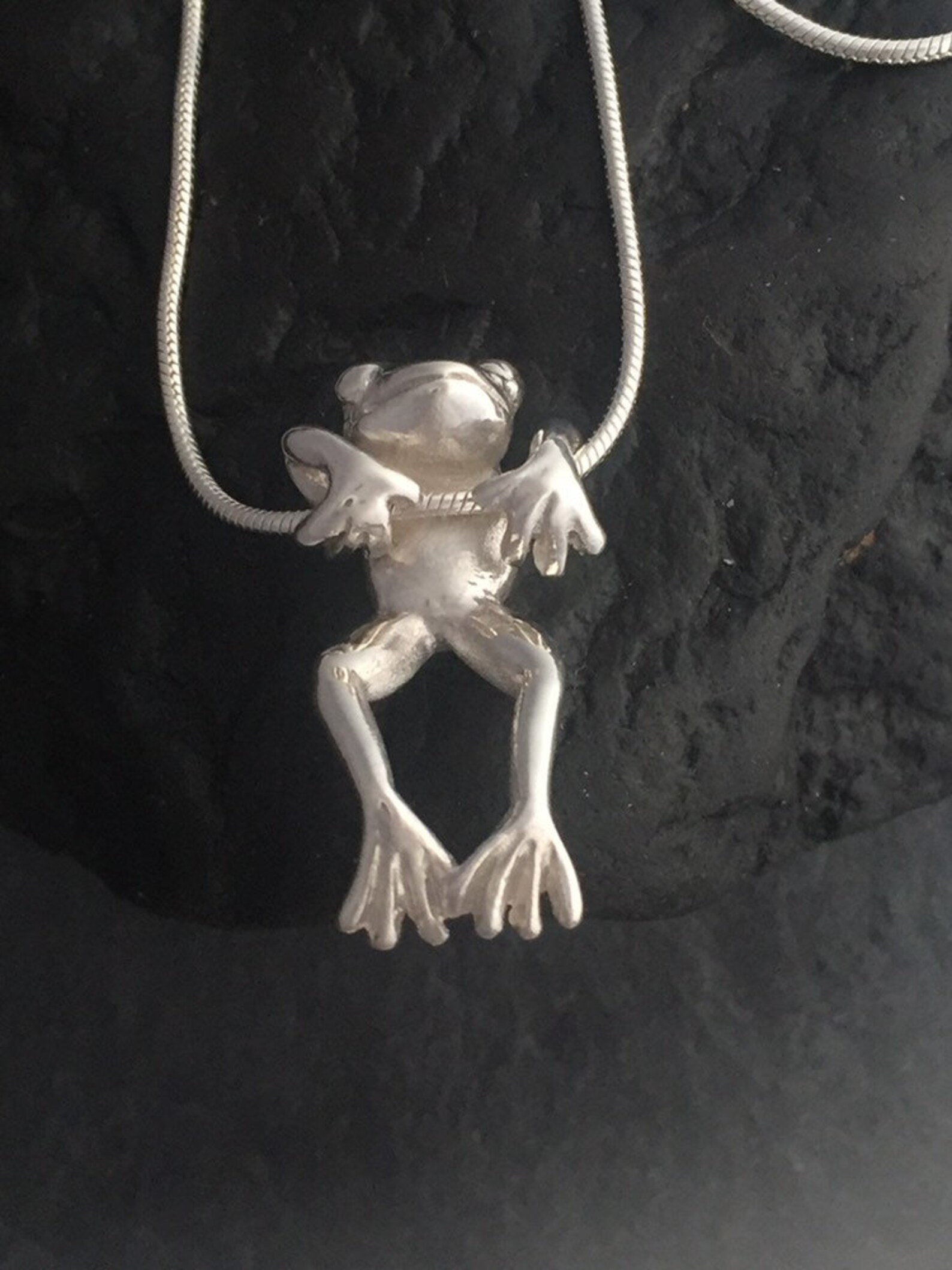 Frog Necklace in Sterling Silver Tree Frog Necklace Sterling Etsy