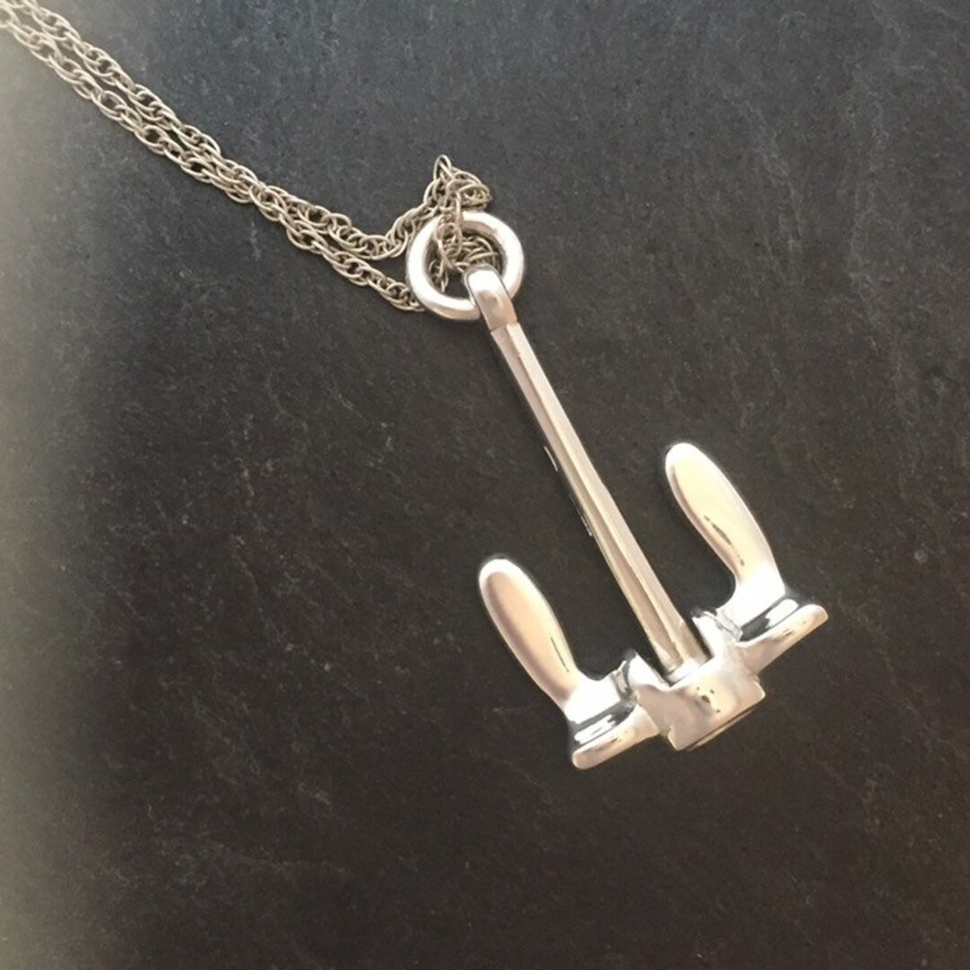 Navy Stockless Anchor in Sterling Silver, Necklace Pendant, Movable ...