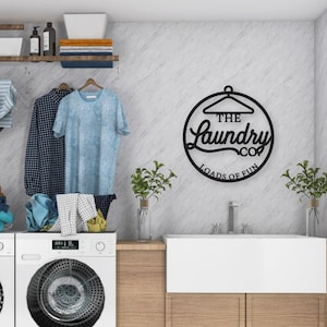 Laundry Room Sign, Laundry Sign, Wood Sign for Laundry Room, Loads of Fun, Round laundry sign, funny wood sign, gift for her image 1