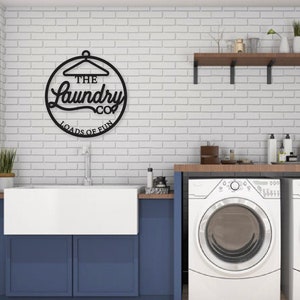 Laundry Room Sign, Laundry Sign, Wood Sign for Laundry Room, Loads of Fun, Round laundry sign, funny wood sign, gift for her image 2