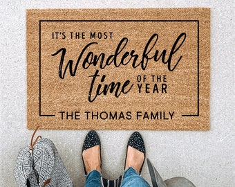 Christmas Doormat, Most wonderful time of the year, custom doormat, custom welcome mat, Christmas outdoor decor, Merry Christmas Doormat