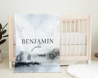 Gift for Baby Boy, Baby Boy Blanket, Woodland Blanket, Baby Name Blanket, Custom Baby Blanket, Minky Baby Blanket, Baby Gift, Modern Nursery