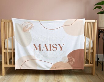 Gift for Baby, Boho baby blanket, custom name blanket, baby girl blanket, Crib blanket, modern baby, baby shower gift, personalized blanket