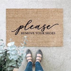 Remove Your Shoes Doormat, Funny Welcome Mat, Housewarming Gift, Wedding Gift, Newlywed Gift, Funny Doormat, Coir Doormat