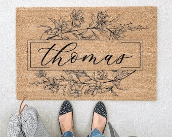 Personalized Name Doormat, custom door mat, customized welcome mat, last name doormat, wedding gift, housewarming gift, engagement gift, rug