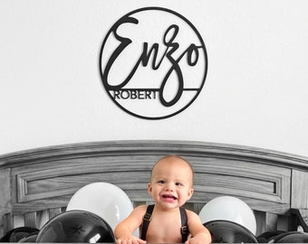 Round baby name sign, custom baby name sign, nursery sign, nursery artwork, custom name sign, round name sign, custom cut out, baby shower
