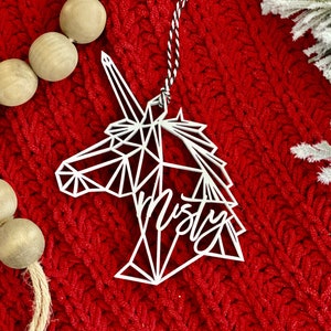 Personalized Unicorn Christmas Ornament, Unicorn ornament, Customized Ornament, Christmas Ornament, Geometric Ornament, Modern Ornament