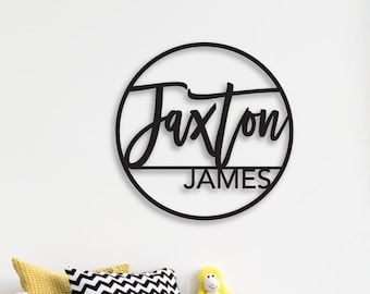 custom baby name sign, Round baby name sign, nursery sign, nursery artwork, custom name sign, round name sign, custom cut out, baby shower