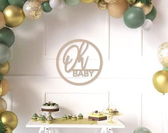 Oh Baby Wood Sign: Baby Shower Backdrop Decor