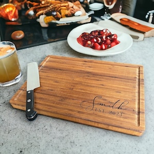 Personalized Cutting Board Wedding Gift, Bamboo Charcuterie Board, Unique Valentines Day Gift, Bridal Shower, Engraved Engagement Present image 7