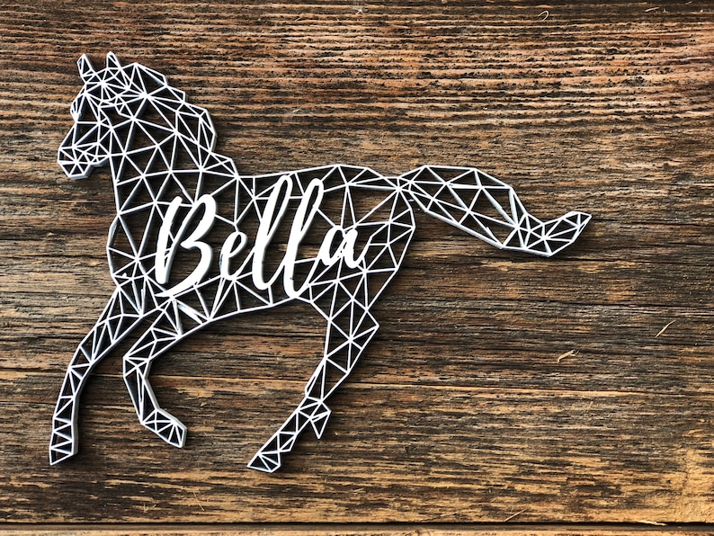 Personalized Horse Christmas Ornament, Laser Cut Wood Ornament, Customized Ornament, Christmas Ornament, Geometric Shaped Animal, Unique image 1