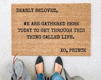 Prince Doormat, Prince Fan Gift, Dearly beloved, Prince Lover, Housewarming gift, best friend gift, newlywed gift, wedding gift, door mat