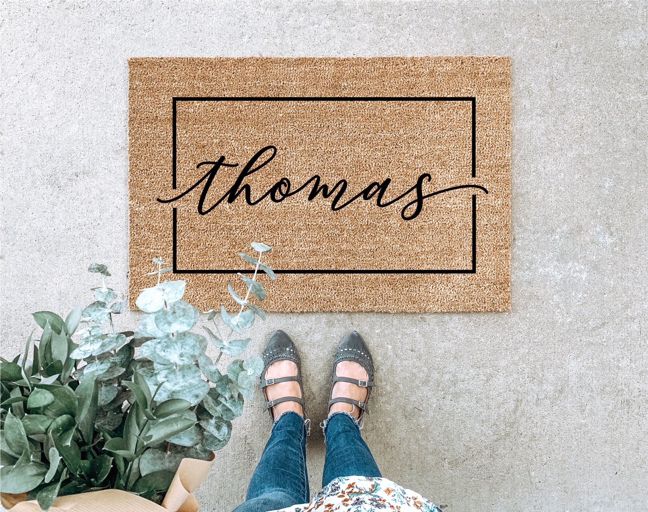 Custom Welcome Mat Housewarming Gift Closing Gift Bordered Custom Doormat Customized with Last Name Wedding Gift Classic Doormat
