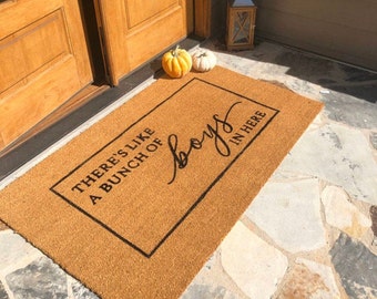 Custom Doormat, Last Name Doormat, Housewarming Gift, Wedding Gift, Anniversary Gift, Personalized Doormat, Bunch of Boys Dogs Kids