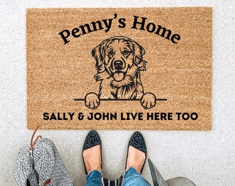 Golden Retriever Gift, Doormat, Welcome Mat, Dog Lover Gift, Custom Door mat, Housewarming Gift, Wedding Gift Gift for couples,