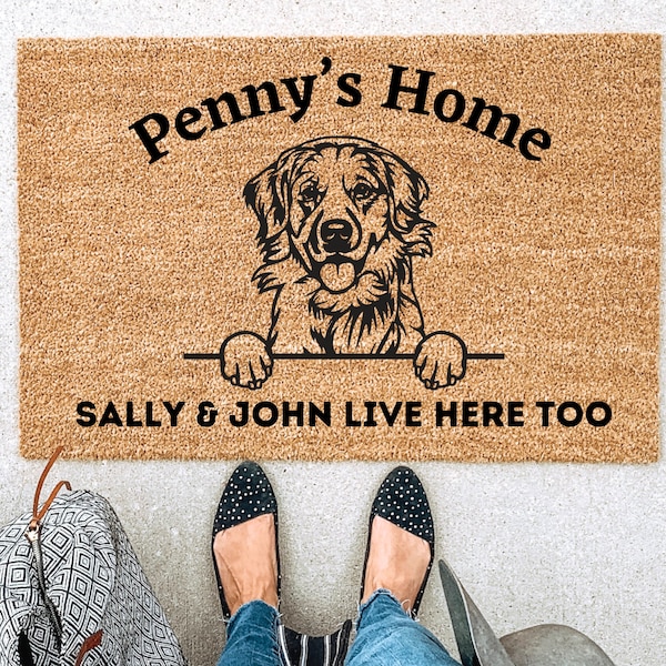 Golden Retriever Gift, Doormat, Welcome Mat, Dog Lover Gift, Custom Door mat, Housewarming Gift, Wedding Gift Gift for couples,