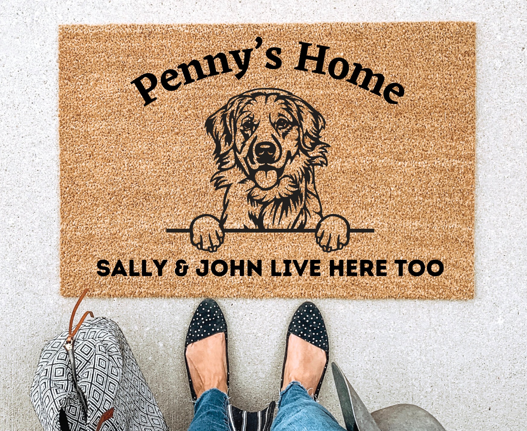 Golden Retriever Gift Doormat Welcome Mat Dog Lover Gift Custom Door mat Housewarming Gift Wedding Gift Gift for couples Etsy Mexico