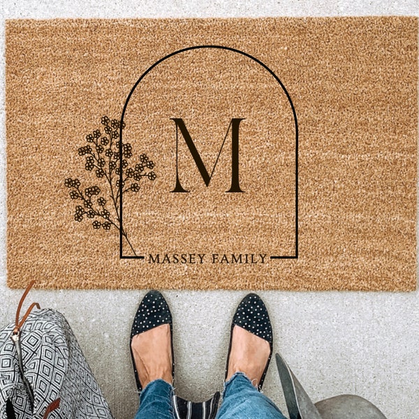 Modern Doormat Welcome Mat,Custom Door mat Housewarming Gift Wedding Gift Gift for couples Anniversary Gift Personalized Doormat