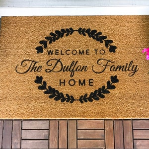 Our custom doormats are the perfect addition to any home. Our high quality  personalized door mats are UV printed with long-lasting ink to ensure your home gives the perfect first impression. A custom welcome mat is the perfect house warming gift!