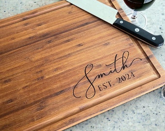 Personalized Cutting Board Wedding Gift, Bamboo Charcuterie Board, Unique Valentines Day Gift, Bridal Shower, Engraved Engagement Present