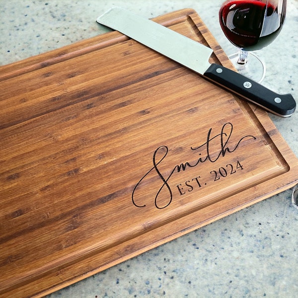 Personalized Cutting Board Wedding Gift, Bamboo Charcuterie Board, Unique Valentines Day Gift, Bridal Shower, Engraved Engagement Present