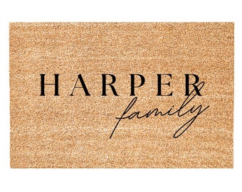 Last name doormat, large custom doormat, welcome mat, personalized door mat, customized outdoor mat, housewarming gift, newlywed gift