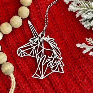 Personalized Horse Christmas Ornament, Laser Cut Wood Ornament, Customized Ornament, Christmas Ornament, Geometric Shaped Animal, Unique image 9