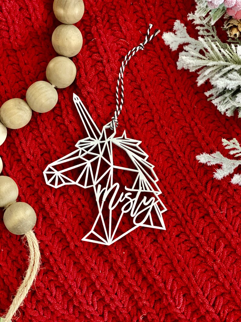 Personalized Horse Christmas Ornament, Laser Cut Wood Ornament, Customized Ornament, Christmas Ornament, Geometric Shaped Animal, Unique image 9